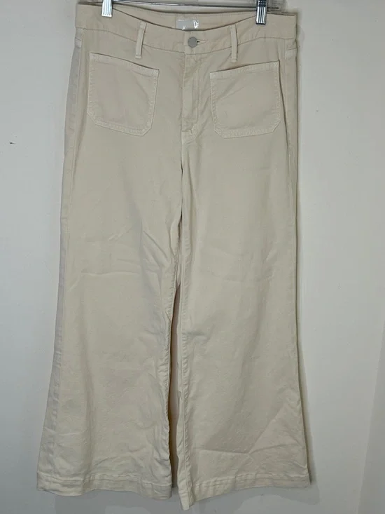 MOTHER The Patch Pocket Roller Skimp Wide Leg Jeans Sz 29 Chalk Ivory - Picture 4 of 16